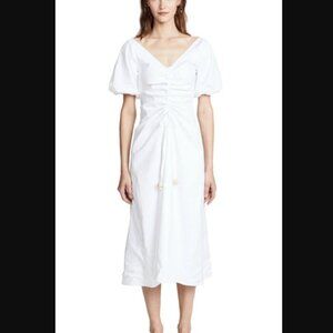 Paper London Sisi White Wooden Bead Puff Sleeve Midi Dress 10